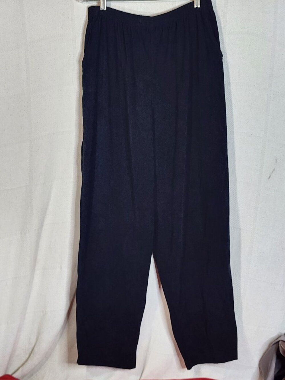 Teddi Vintage Black Poly Span Sueded Pull On Straight Leg Dress Pants Size 16